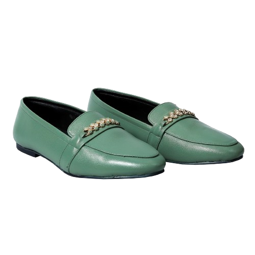 Dacuir Radiance Series Green Pure Leather Loafers for Women | Girls. Timeless Style & Comfort